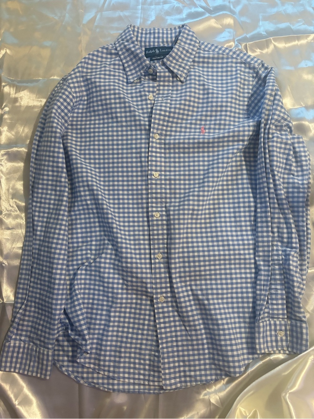 Ralph Lauren Light Blue & White Gingham Button-Down Shirt